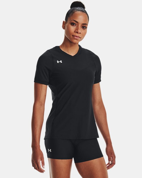 Women's UA Volleyball Powerhouse 2.0 Short Sleeve Jersey, Black, pdpMainDesktop image number 0